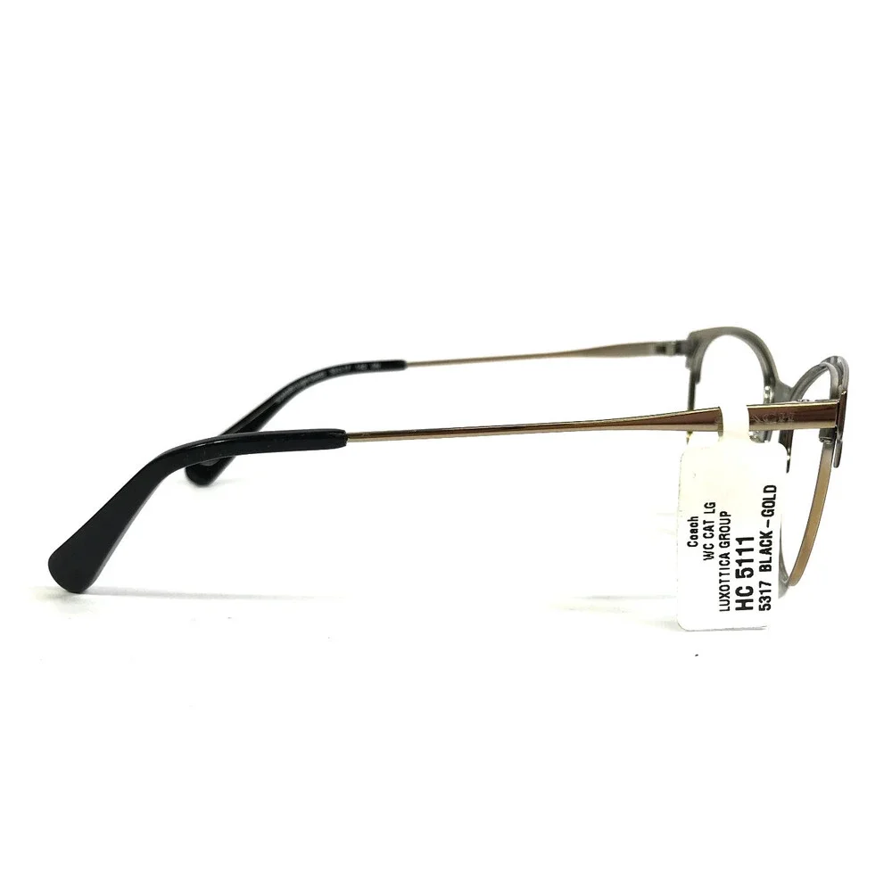 Coach Eyeglasses Frame HC5111 9346SB Light Gold Black Cat Eye Full Rim 53-17-140